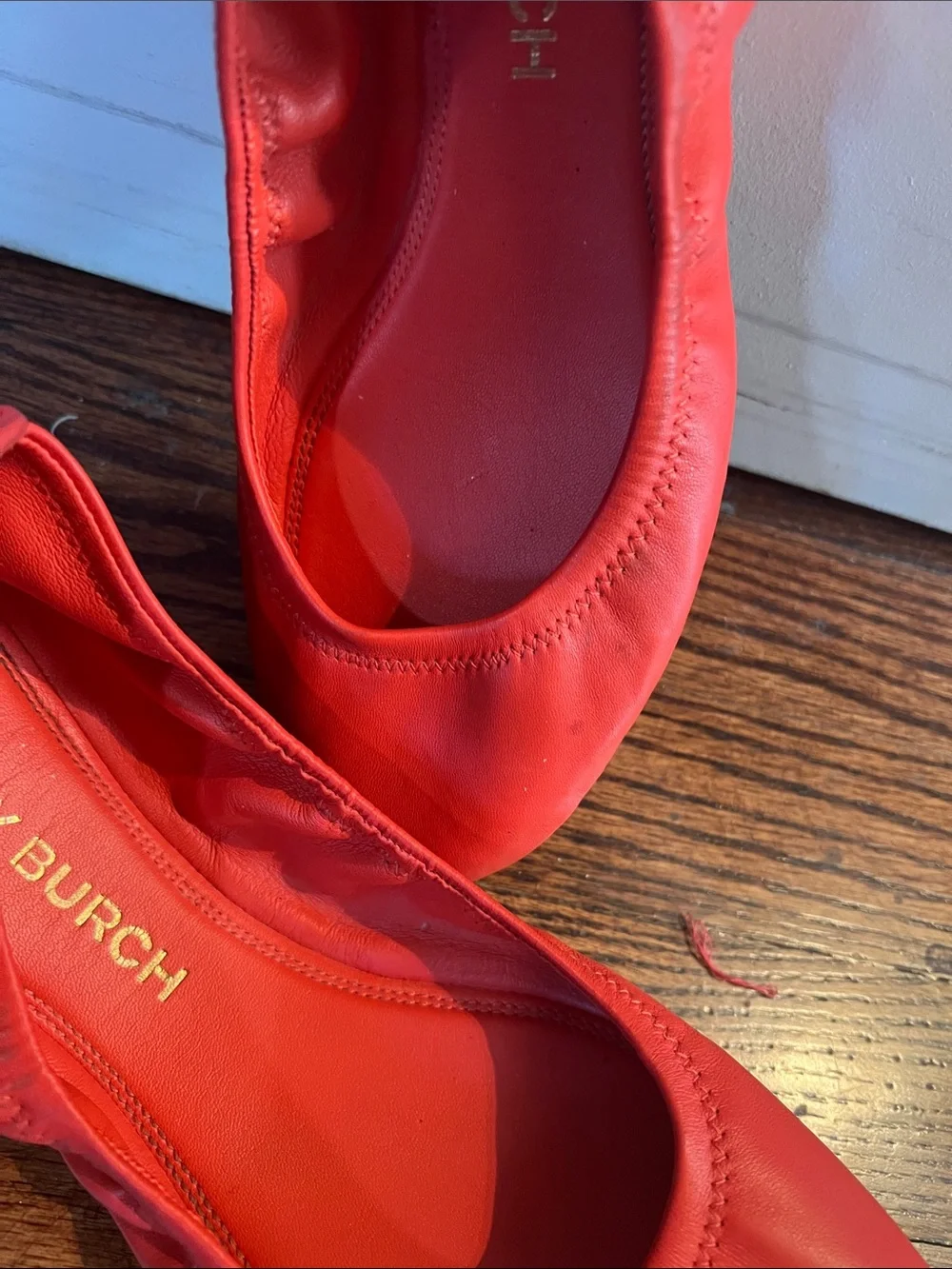 Tory Burch Bright Leather Logo Ballet Flats